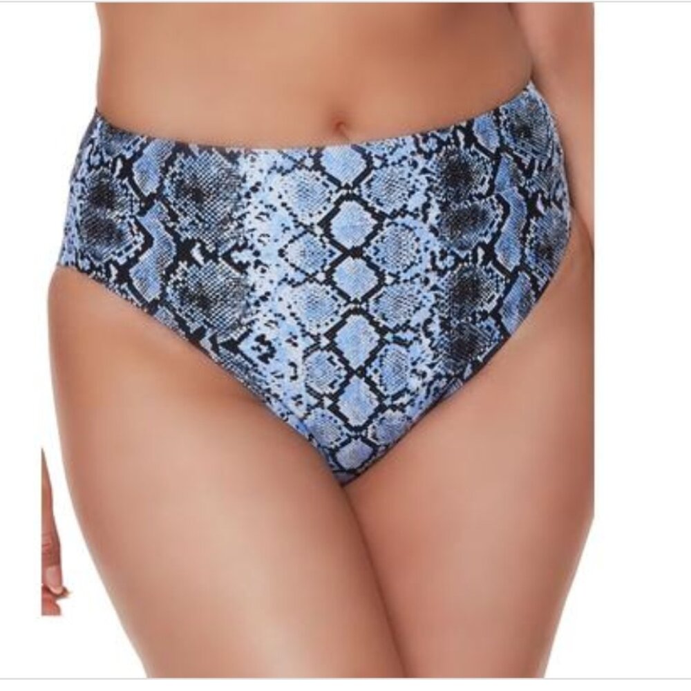 Bar III PERIWINKLE ALLURE Slitherin High-Rise Bikini Swim Bottom US Large